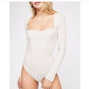 Free People Thong Bodysuit Sand Color Large